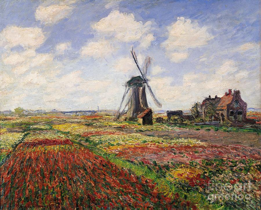 Claude Monet Painting - Tulip Fields with the Rijnsburg Windmill by Claude Monet