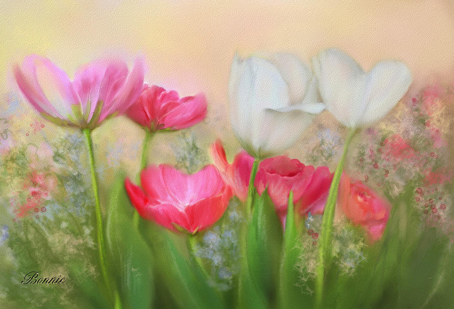 Tulip Garden Painting by Bonnie Willis