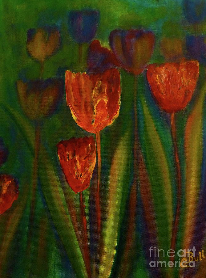 Tulip Garden Painting by Claire Bull