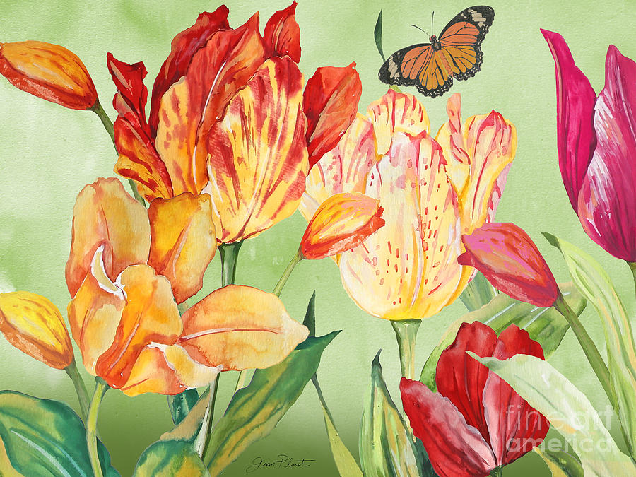 Tulip Garden-JP3026-A Painting by Jean Plout