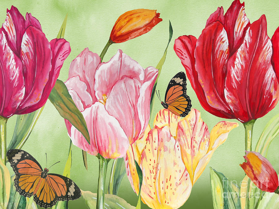 Tulip Garden-JP3026-B Painting by Jean Plout