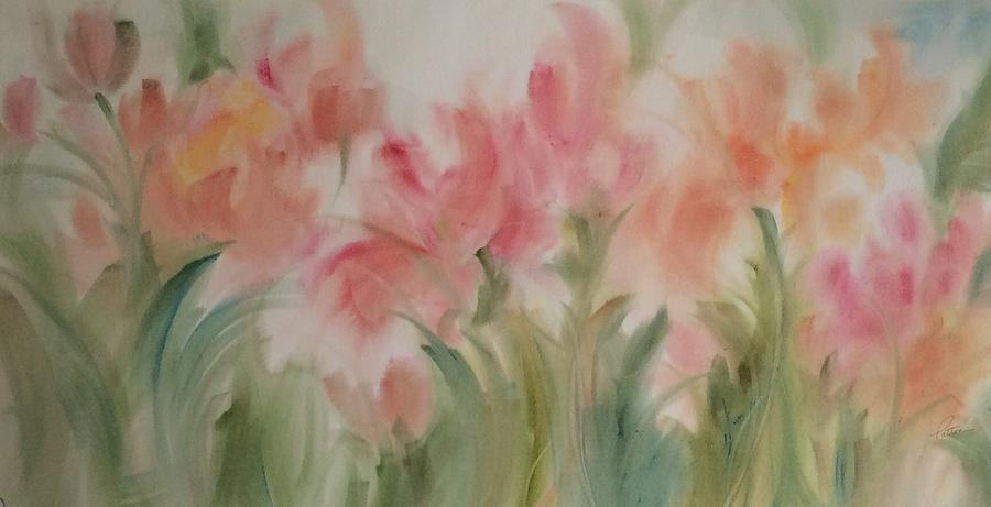 Tulip Garden Painting by Karen Ann Patton