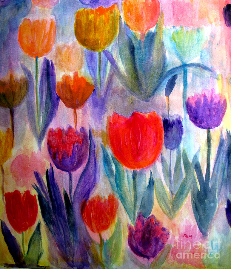 Tulip Garden Painting by Sandy McIntire