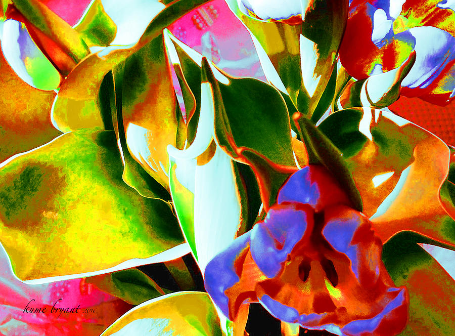 Tulip Kisses Abstract 3 Mixed Media by Kume Bryant