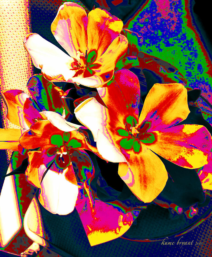 Tulip Kisses Abstract 7 Mixed Media by Kume Bryant