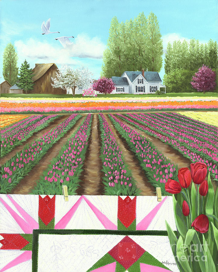 Tulip Quilt Painting by Julie Peterson