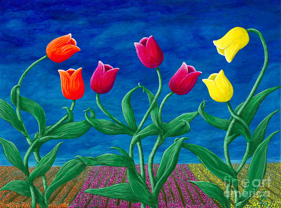 Tulip Tango Painting by Rebecca Parker
