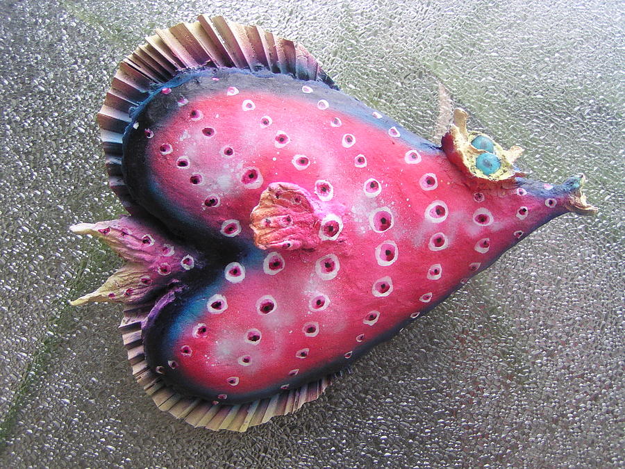 Tulip the Valentine fish Mixed Media by Dan Townsend