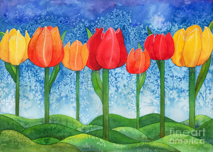 Tulip Trees Watercolor Painting by Kristen Fox