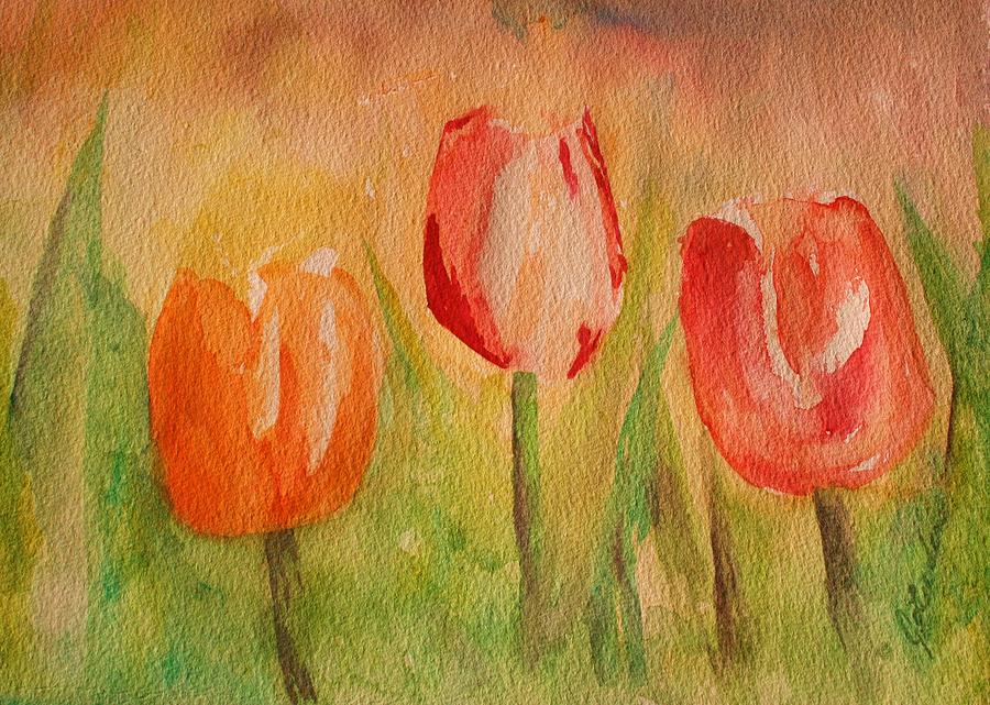Tulip triplets Painting by Julie Lueders 