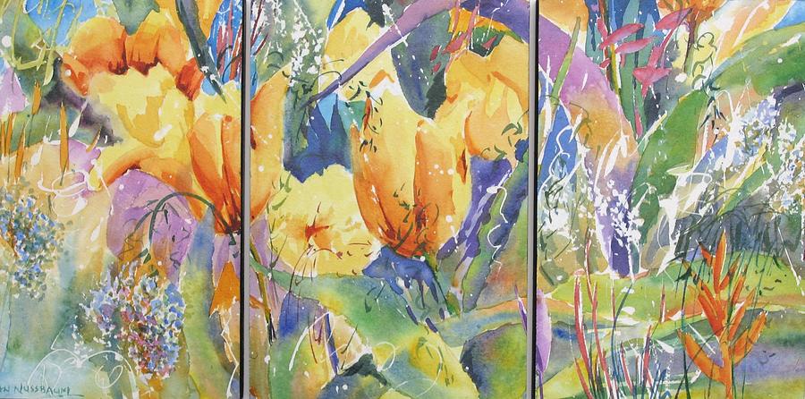 Tulip Triptych Painting by John Nussbaum