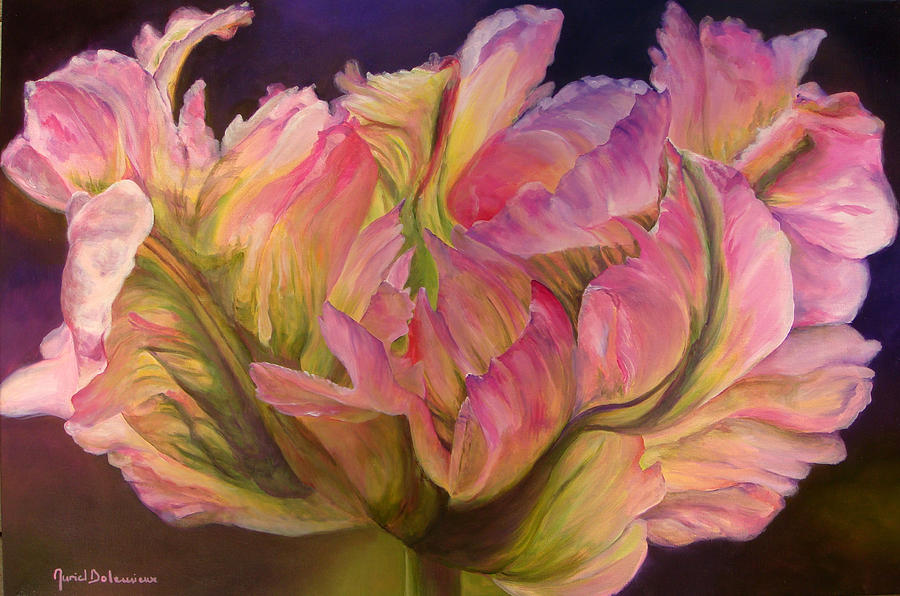 Tulipe Explosee Painting by Muriel Dolemieux