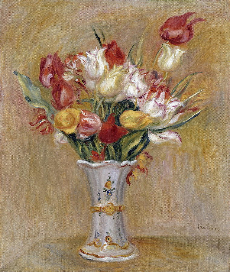 Flower Painting - Tulipes, 1909 by Auguste Renoir