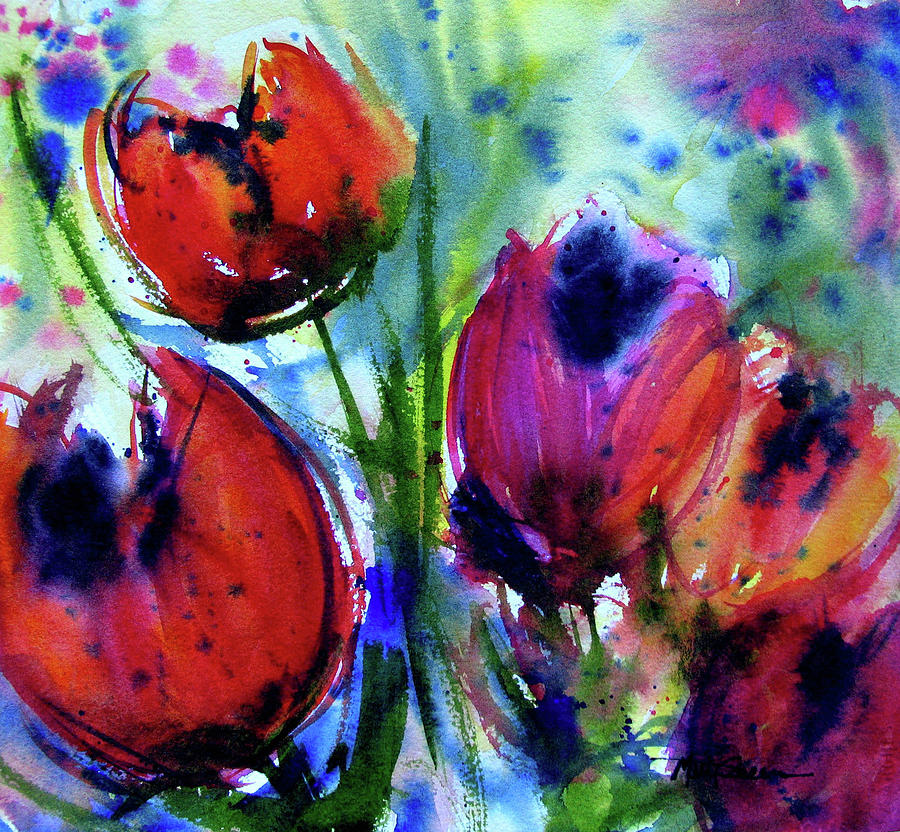 Tulips 1 Painting by Marti Green