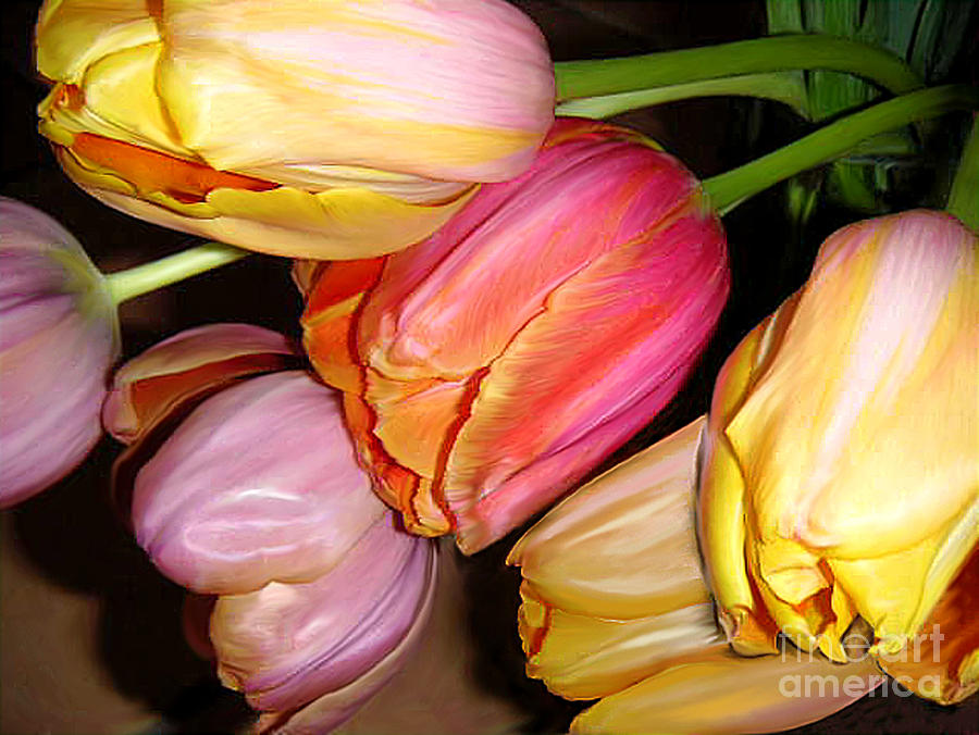 Nature Photograph - Tulips All Together by Lucyna A M Green