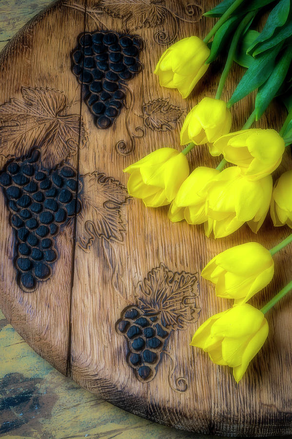 Tulips And Carved Grapes Photograph by Garry Gay