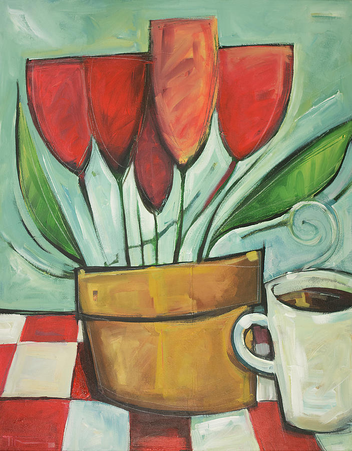 Tulips and Coffee Reprise Painting by Tim Nyberg