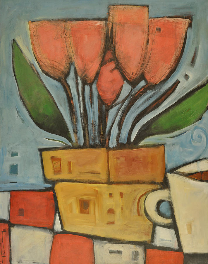 Tulip Painting - Tulips And Coffee by Tim Nyberg