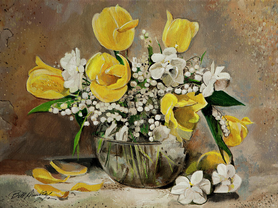 Tulips and Lilies Painting by Bill Dunkley
