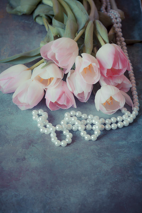 Tulips and pearls Photograph by Maria Heyens