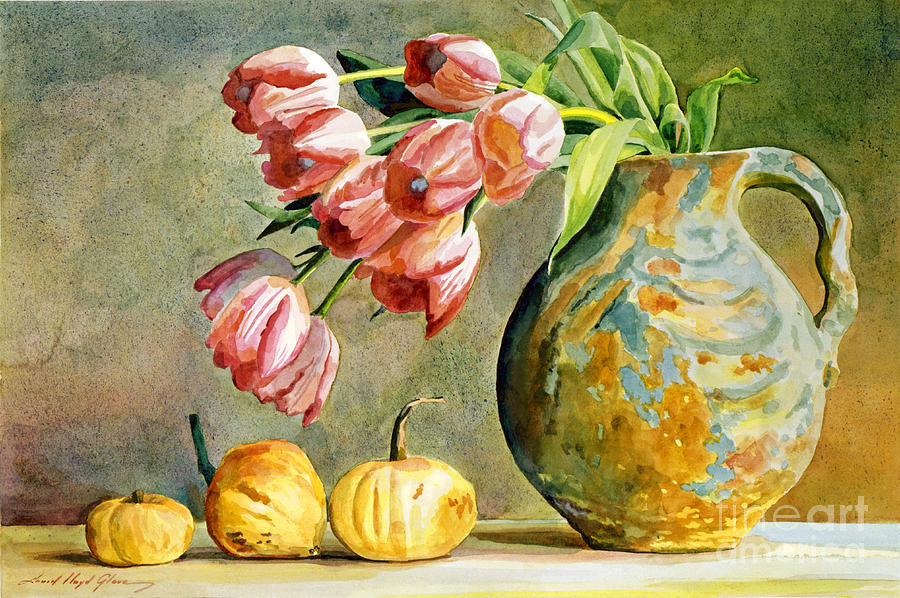 Tulip Painting - Tulips and Squash by David Lloyd Glover
