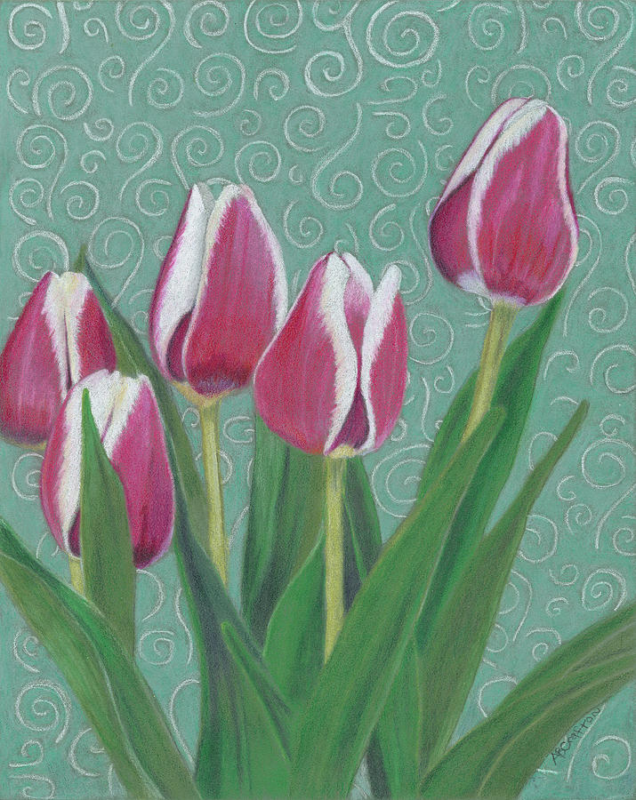 Tulips and Swirls Painting by Arlene Crafton