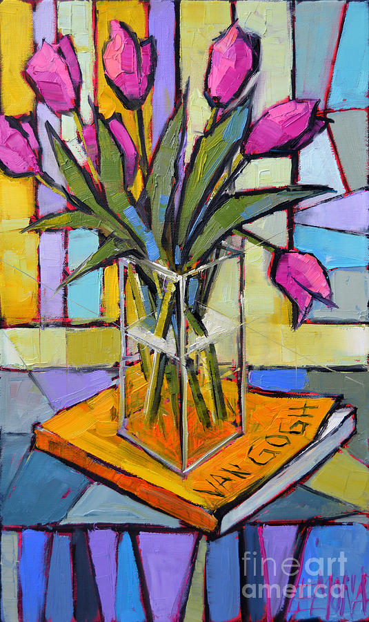 Vincent Van Gogh Painting - Tulips And Van Gogh - Abstract Still Life by Mona Edulesco