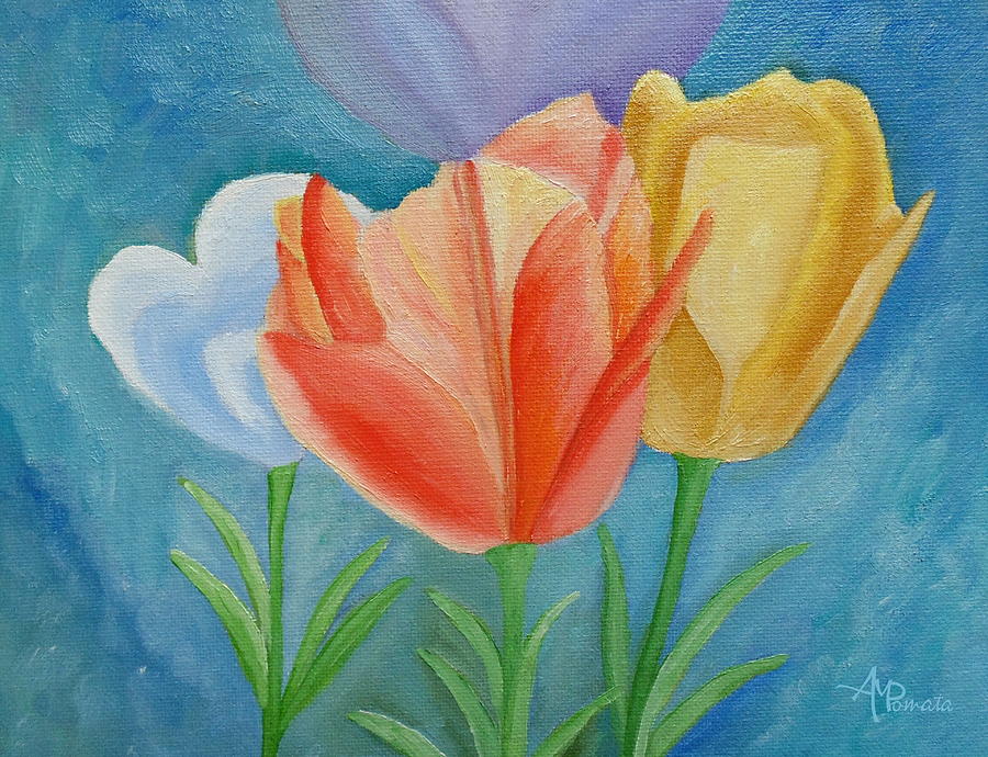 Tulips Painting by Angeles M Pomata