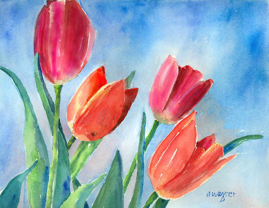 Tulips Painting by Arline Wagner