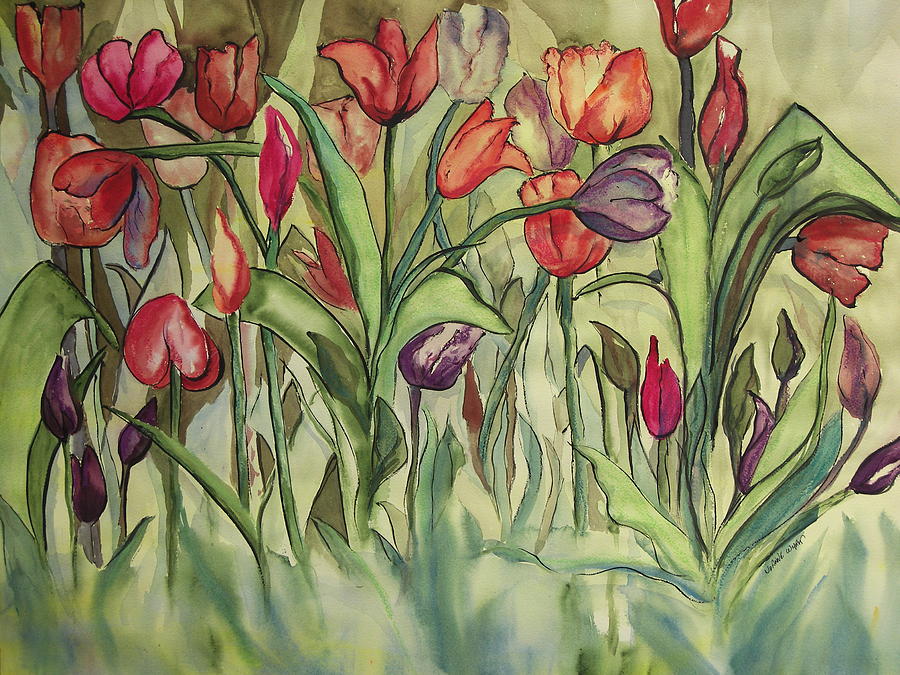 Tulips At Play Painting By Jo Anne Wyatt - Fine Art America