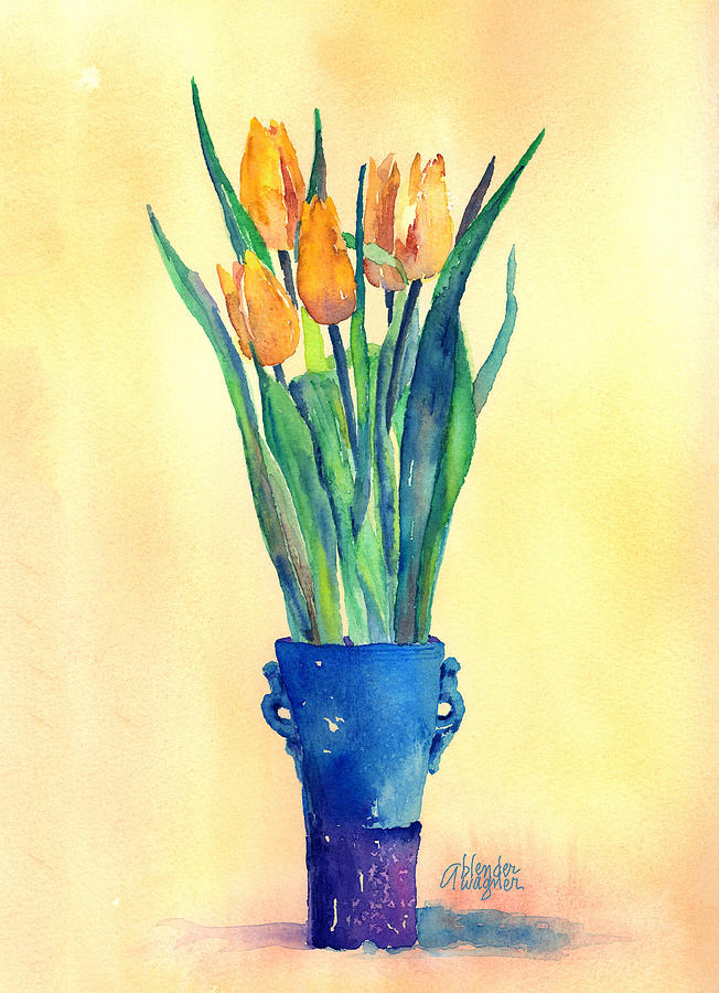 Tulips In A Vase Painting by Arline Wagner
