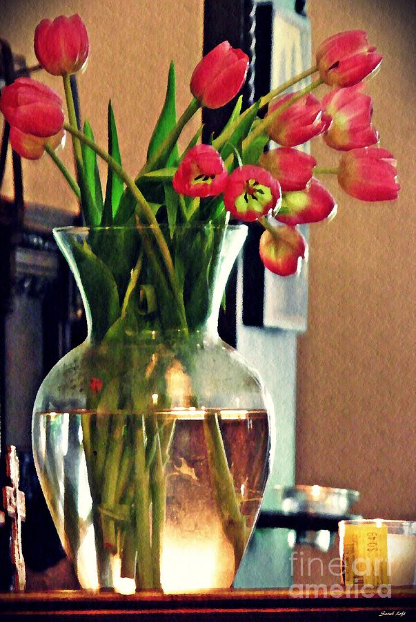 Tulip Photograph - Tulips in a Vase by Sarah Loft