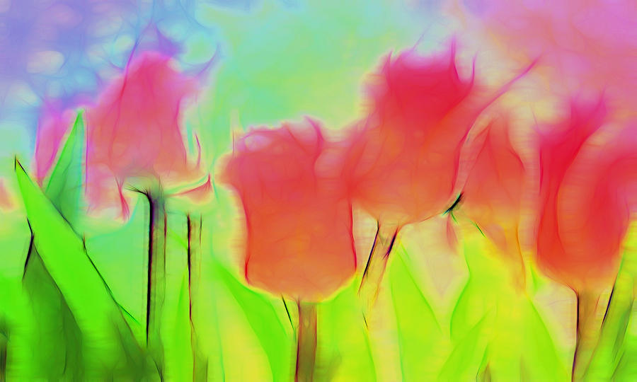 Tulips in Abstract 2 Digital Art by Cathy Anderson