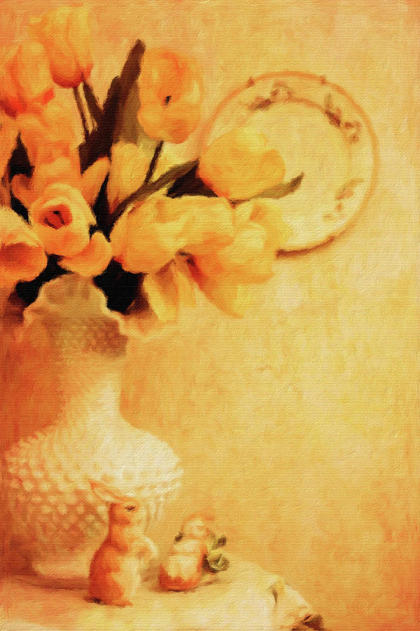 Tulips in Fenton Vase Photograph by Diane Lindon Coy