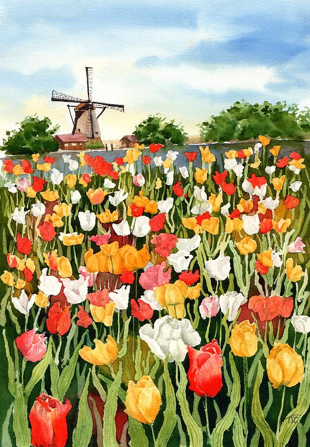 Tulips in Holland Painting by Tammy Crawford