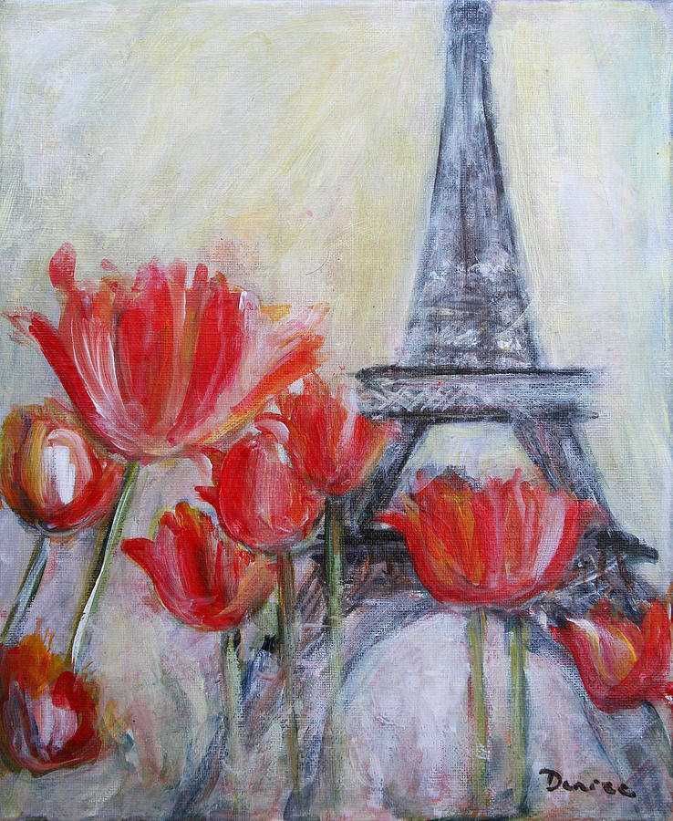 Tulips in Paris Painting by Denice Palanuk Wilson