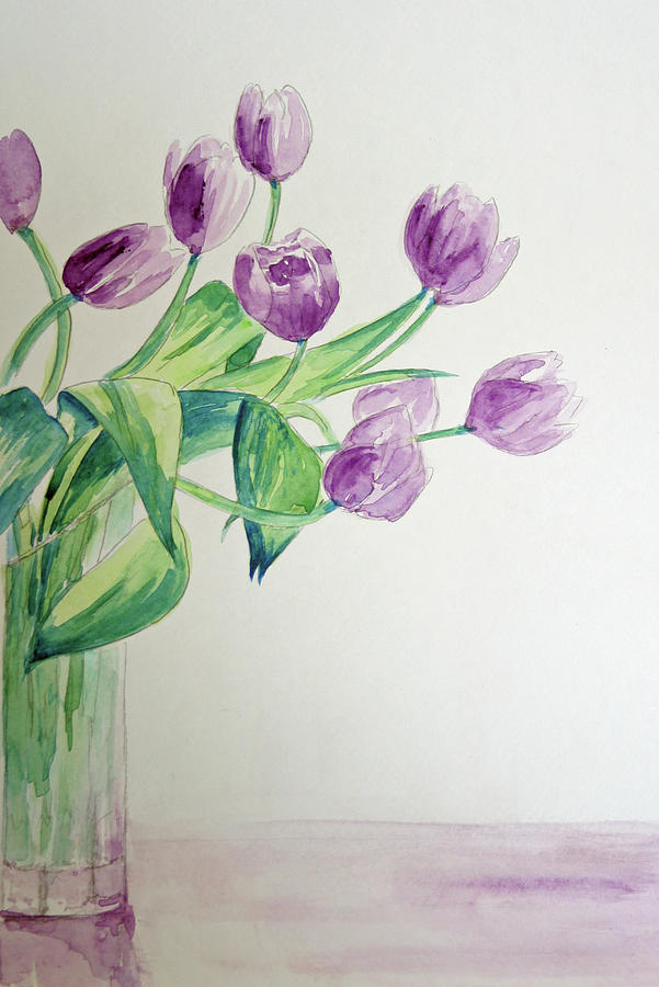 Tulips in Purple Painting by Julie Lueders 
