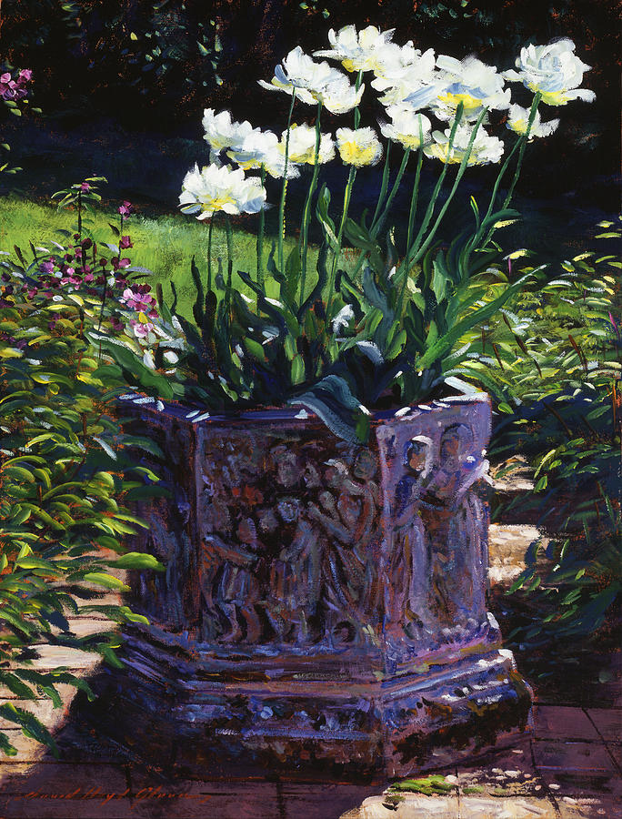 Garden Painting - Tulips In Stone by David Lloyd Glover