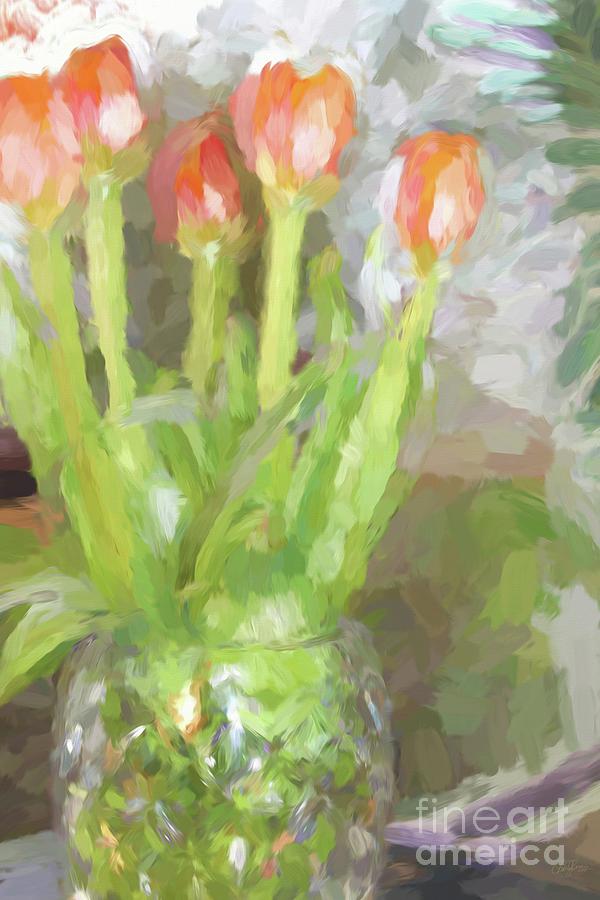 Tulips in the Window Digital Art by Cheryl Rose