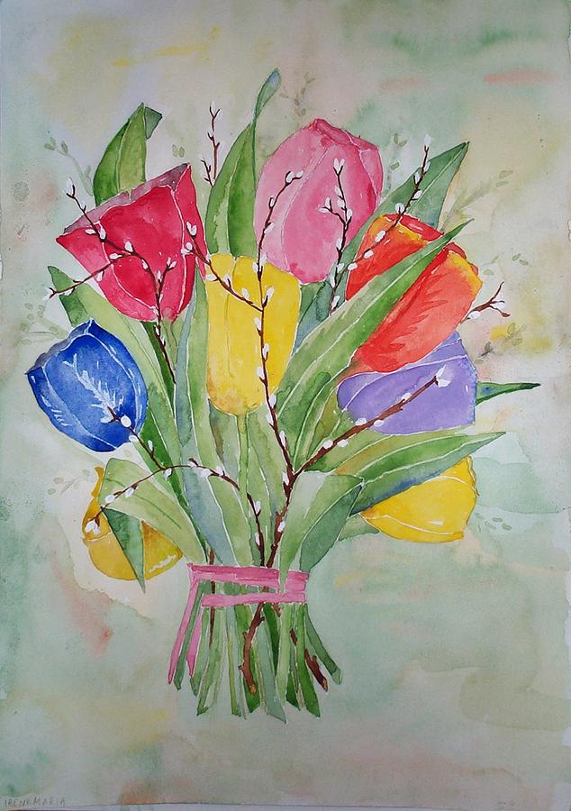 Tulip Flowers Painting - Tulips by Irenemaria