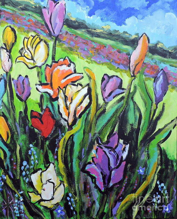 Tulips Painting by Jodie Marie Anne Richardson Traugott          aka jm-ART
