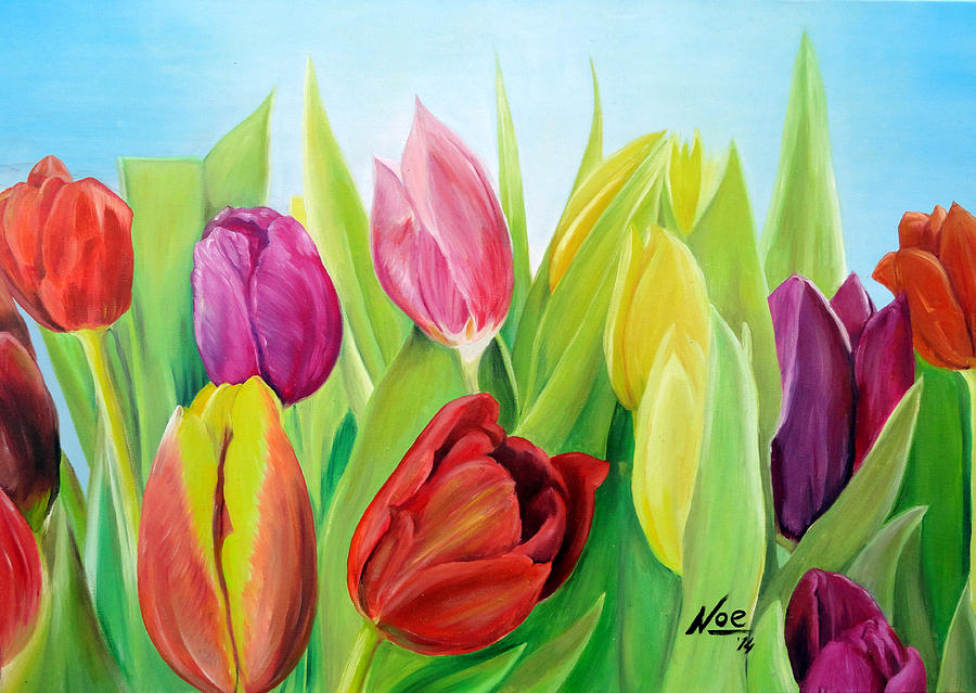 Tulips Kisses Painting by Noe Vicente - Fine Art America