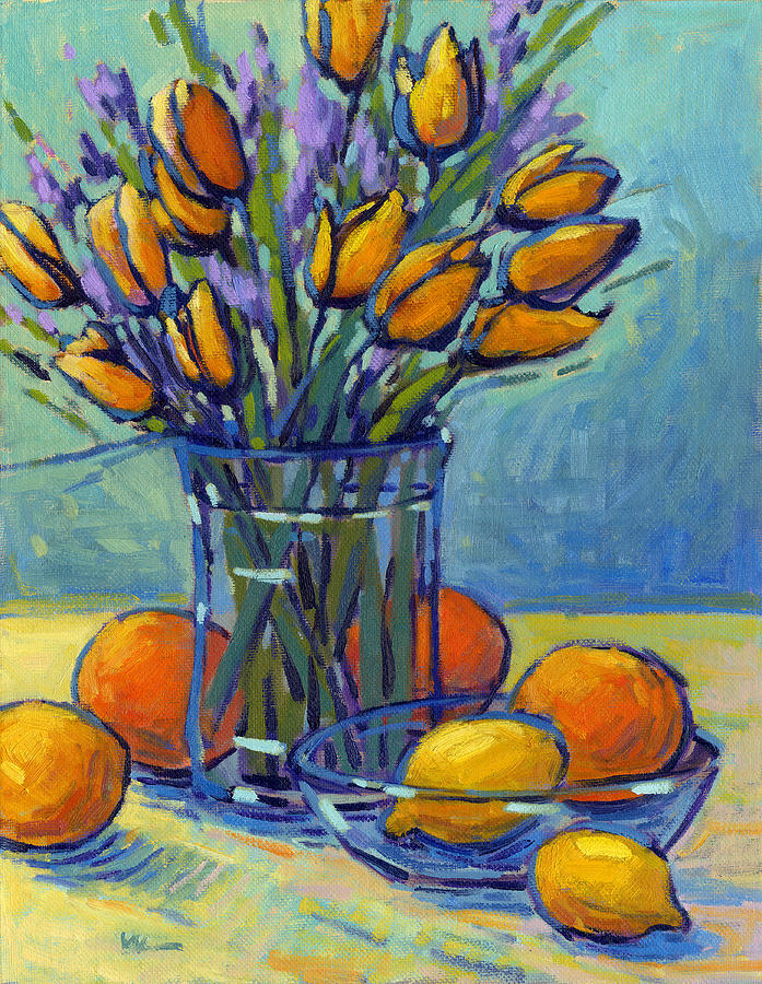 Tulips, Lemons, Oh My Painting by Konnie Kim