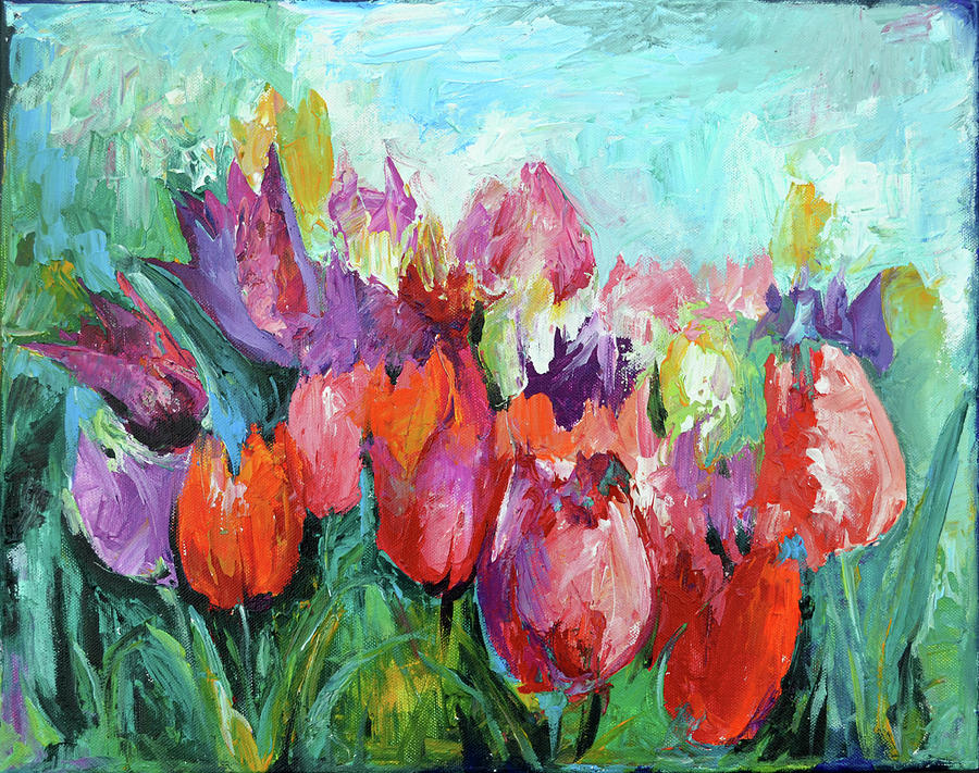 Tulips - Modern Painting, Spring Tulips Painting