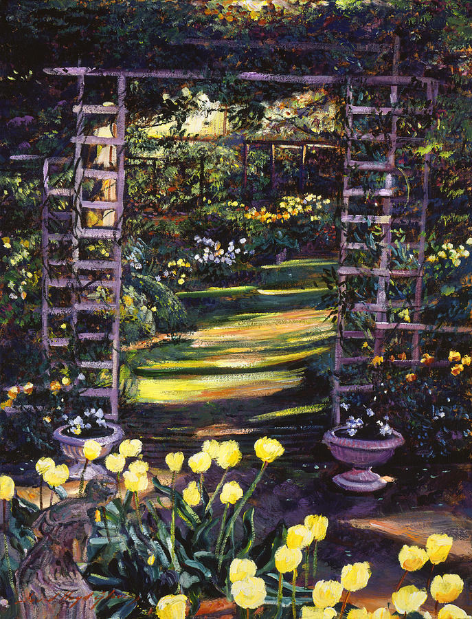 Garden Painting - Tulips Of Gold by David Lloyd Glover