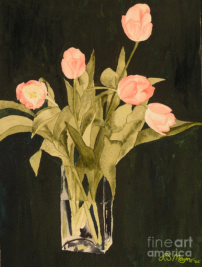 Tulips on Velvet Painting by Louise Magno