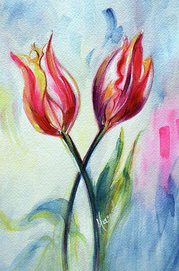 Claude Monet Painting - Tulips - Pleasure  by Harsh Malik