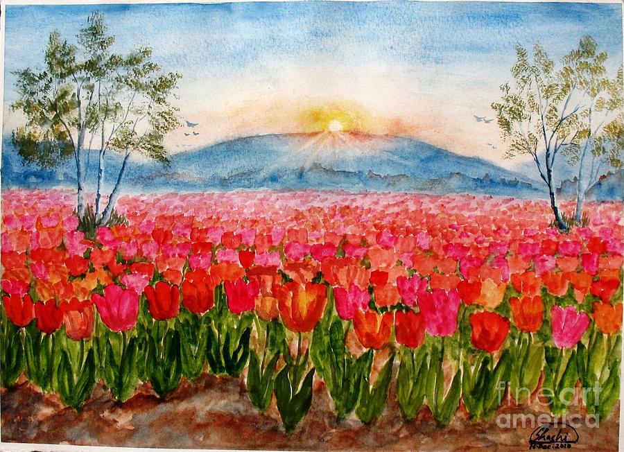 Tulip Painting - Tulips by Shashikanta Parida