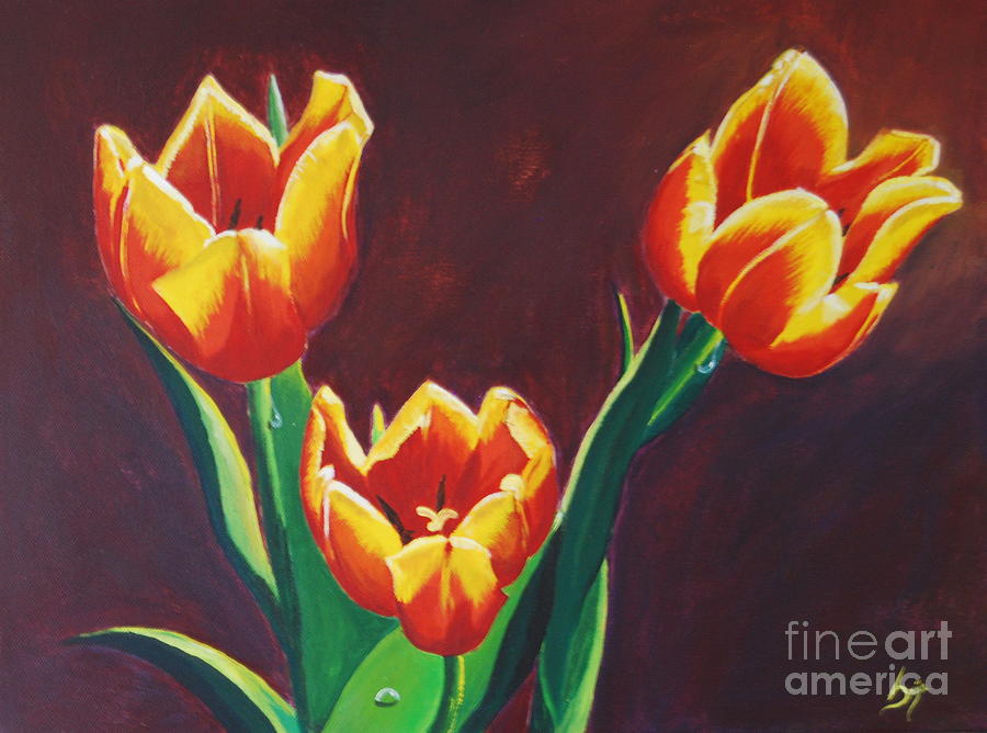 Tulips Painting By Srija Chartham - Fine Art America