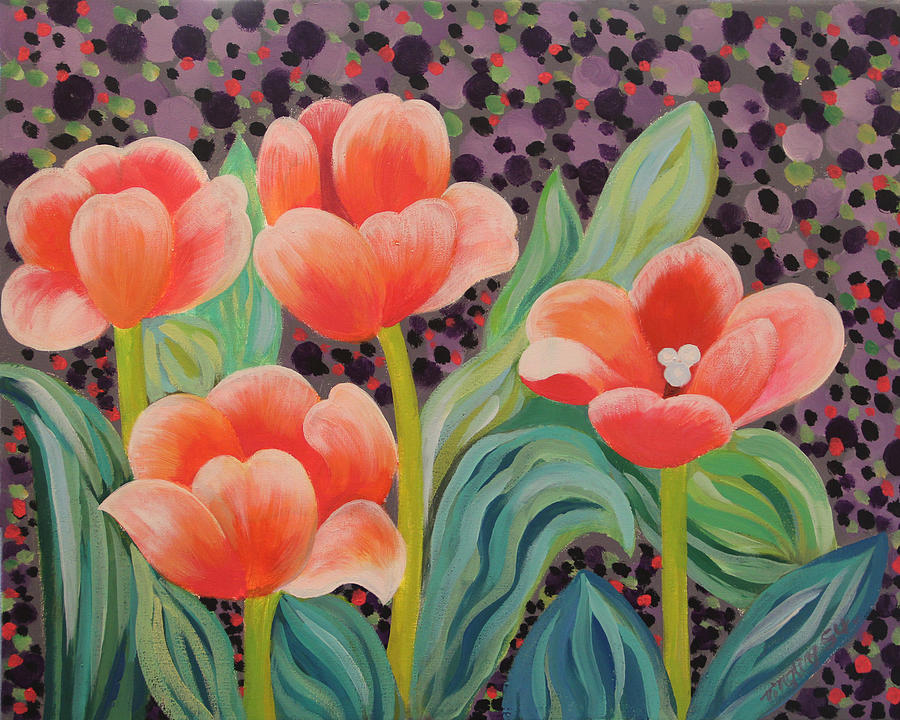 Tulips Painting by Tingting Su